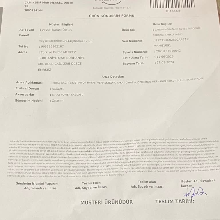 Garanti Sürecinde Yaşanan Sorunlar Ve Ekstra Ücret Talebi