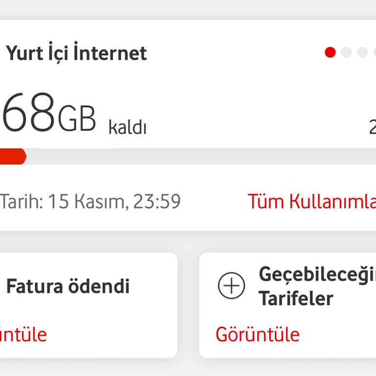 Vodafone İnternet Tüketimi Ve Ek Paket Fiyatları