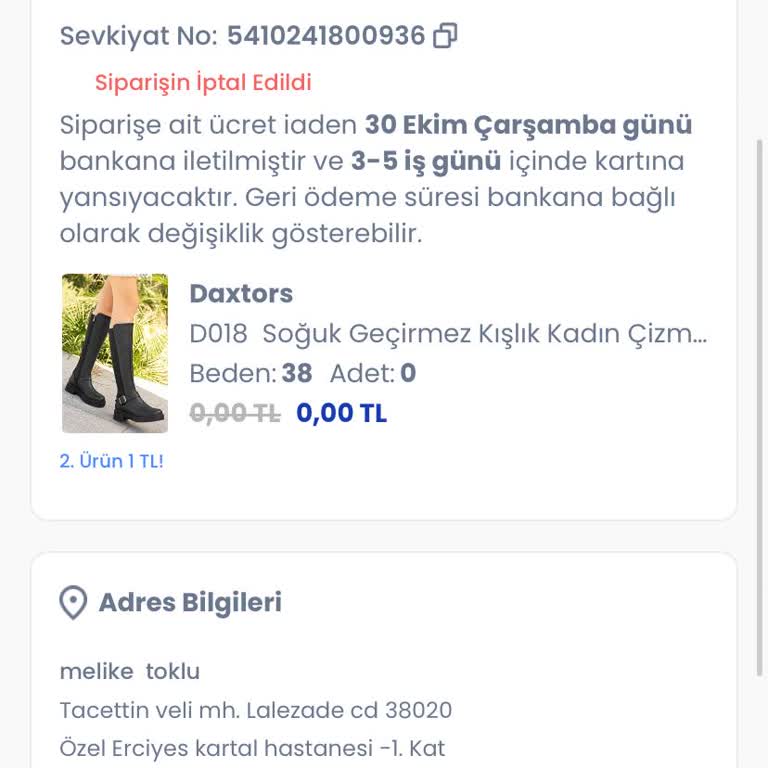 Stokta Var Görünen Ürünün İptali