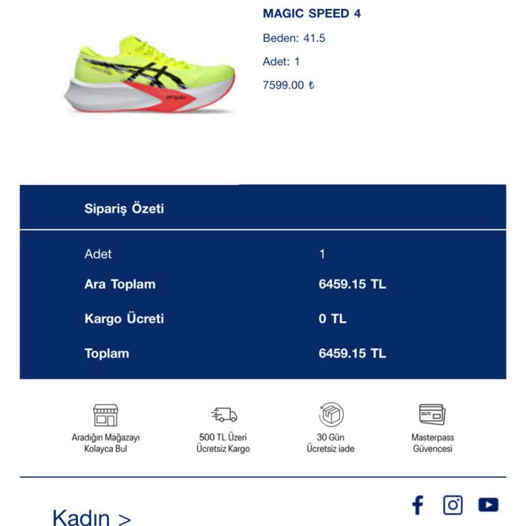Asics Maraton İçin Alınan Ayakkabı Gönderilmedi!