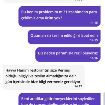 Getir Üzerinden Verilen Siparişin Teslim Edilmemesi Ve İade Sorunu