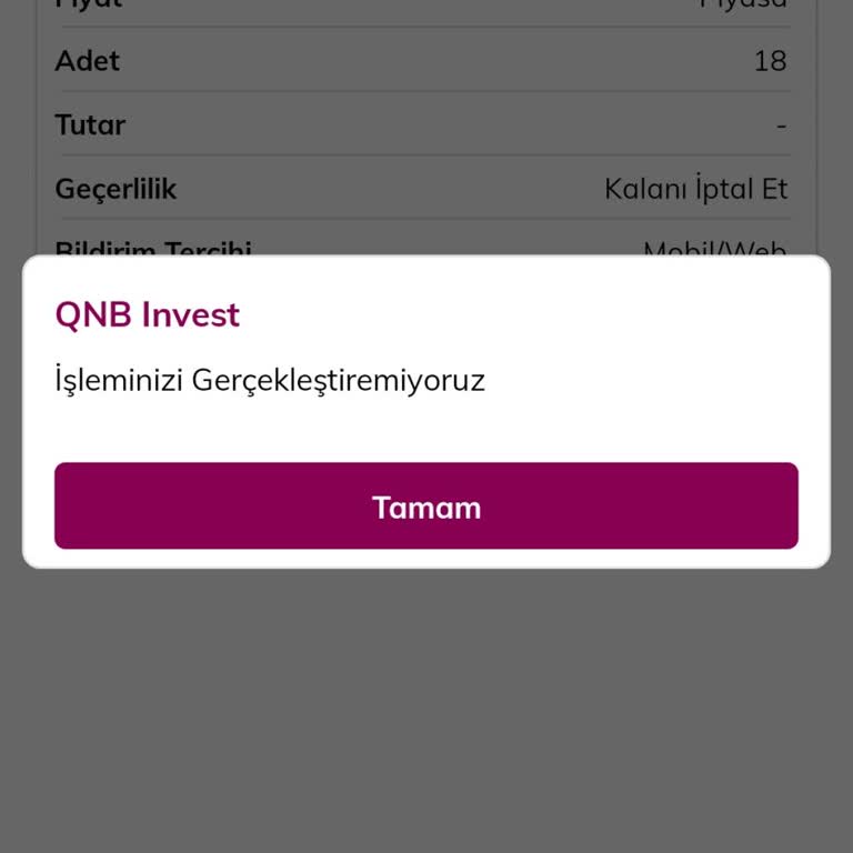 QNB Invest Uygulamasıyla Hisse Satış Sorunu