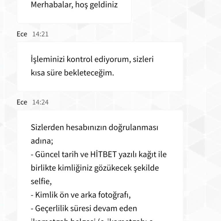 Hitbet'te Çekim Talebi Ve Belge Sorunu