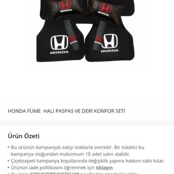 Çiçek Sepeti Honda Teppichmatten und Komfortset unvollständig und ohne Rückmeldung des Verkäufers