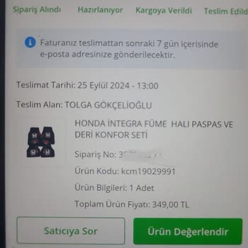 Çiçek Sepeti Honda Teppichmatten und Komfortset unvollständig und ohne Rückmeldung des Verkäufers