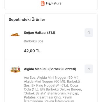 Burger King Siparişimde Alerji Ve Yanlış Ürün Sorunu