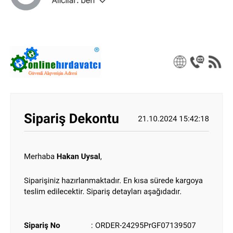 Kargoya Verilmeyen Zımpara Ve İade Talebi