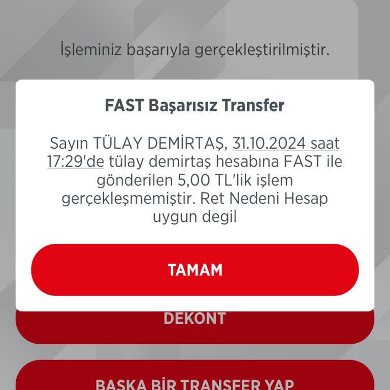 Para Transferinde Sürekli Bildirim Sorunu
