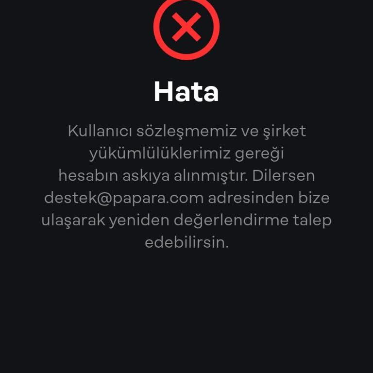 Papara Hesabım Askıya Alındı Ve Giriş Sorunu Yaşıyorum
