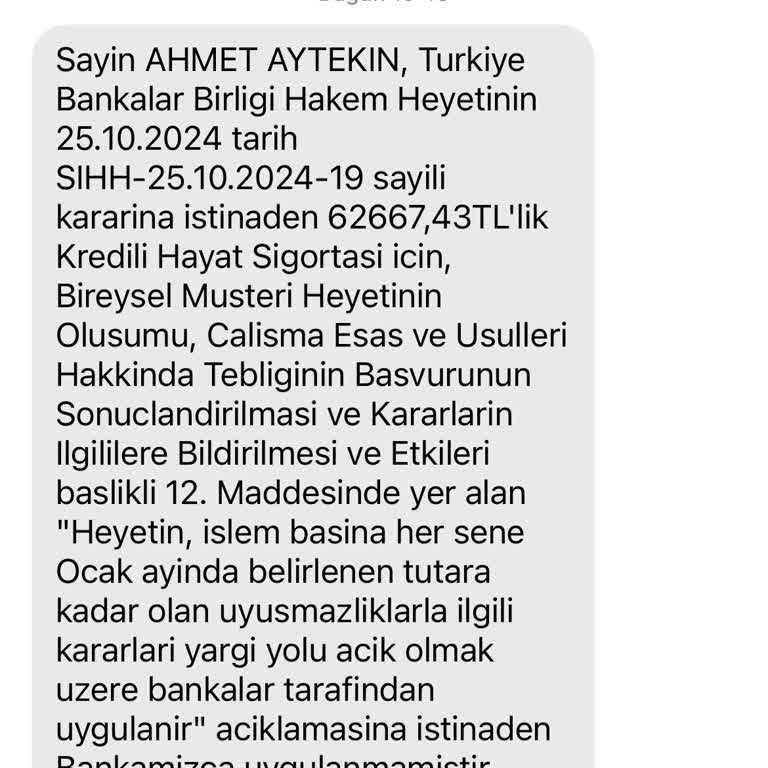 Banka Hayat Sigortası İptalinde Tüketici Hakem Heyeti Kararına Uymuyor