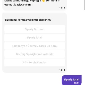 Getir Yemek'te İptal Edilemeyen Sipariş Sorunu