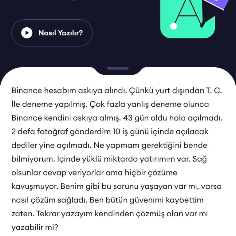 Binance Hesabımın Askıya Alınması Ve Çözüm Bulunamaması