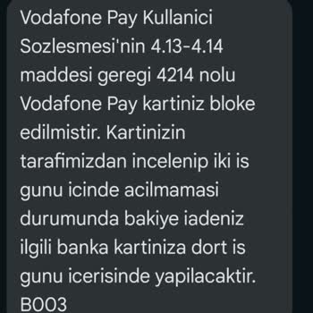 Vodafone Pay İle Haksız Kart Blokesi