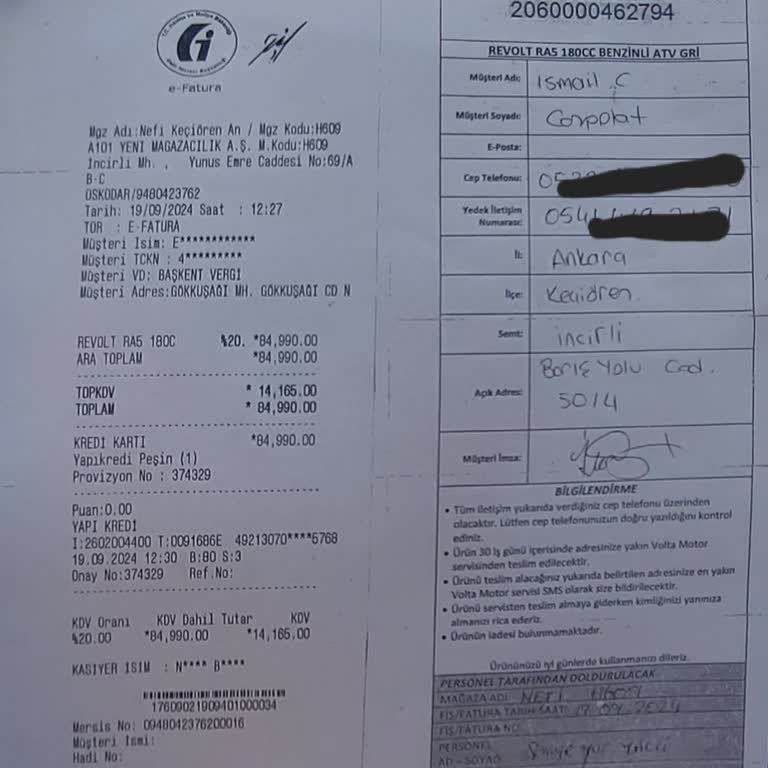 A101'den Alınan ATV Ürünü Teslim Edilmedi