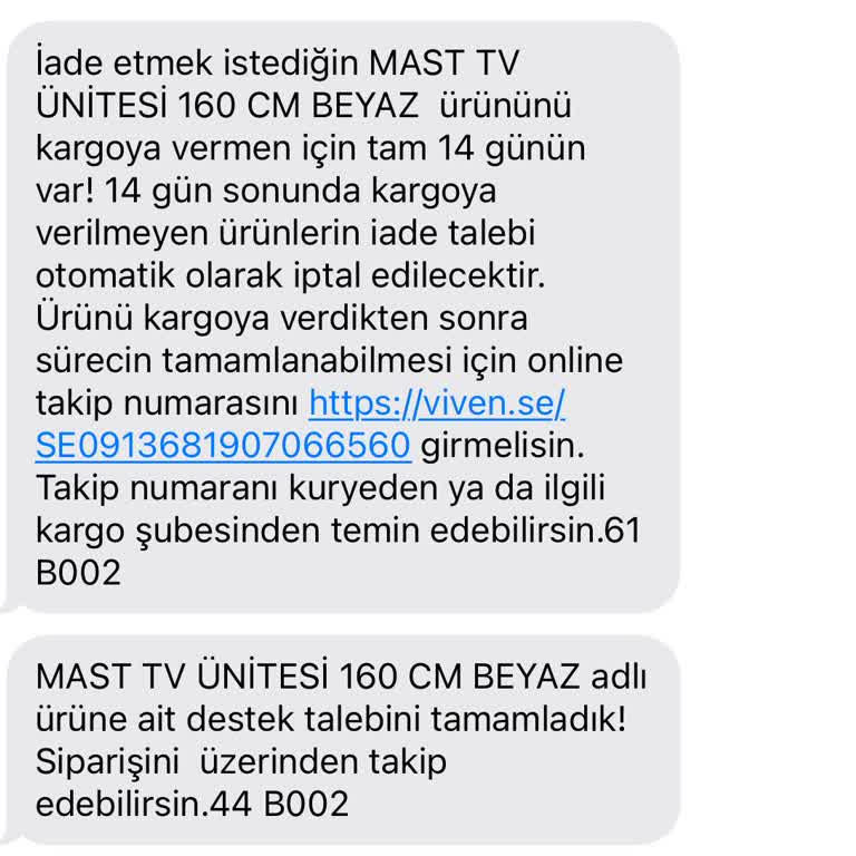 Vivense'den Alınan Ürünler Sorunlu Ve İade Süreci Cevapsız