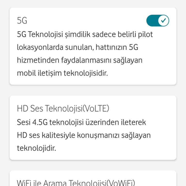Vodafone Volte Özelliği Kapatma Çilesi