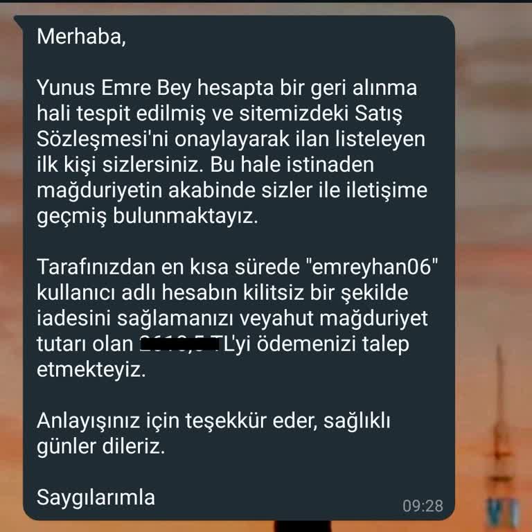 Hesap Satışında Haksız Suçlama Ve Geri Ödeme Talebi