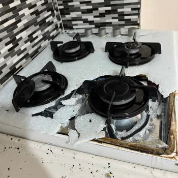 Esty Built-In Stove Glass Exploded with Pot on Top