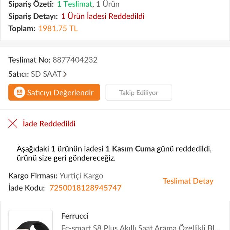 Arızalı Akıllı Saat Ve İade Sorunu