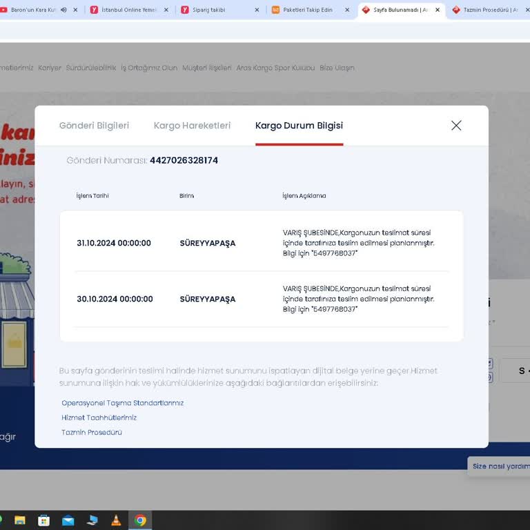 Aras Kargo'dan Gelmeyen Kargo Ve Yanıtsız Destek
