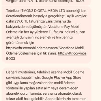 Vodafone'dan İzinsiz Abonelik Ve Müşteri Hizmetleri Sorunları
