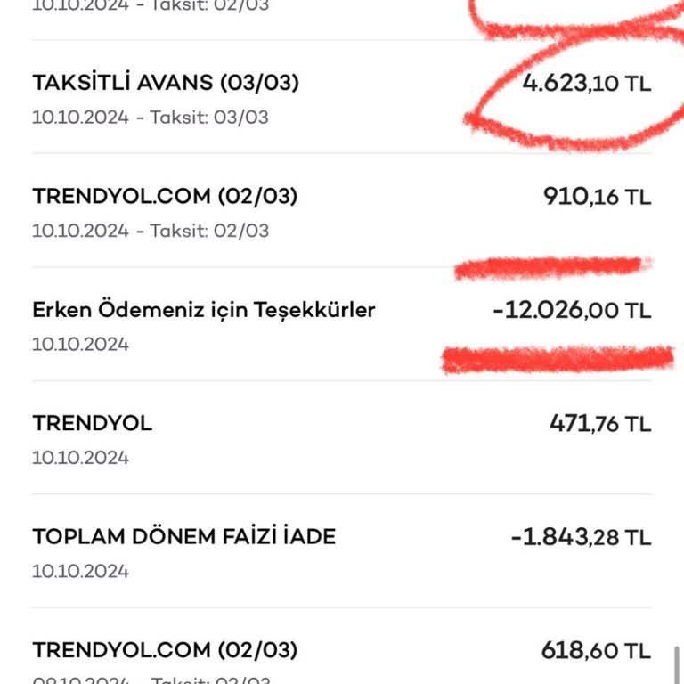 Kapatılan Nakit Avansın Ekstrede Taksitli Görünmesi