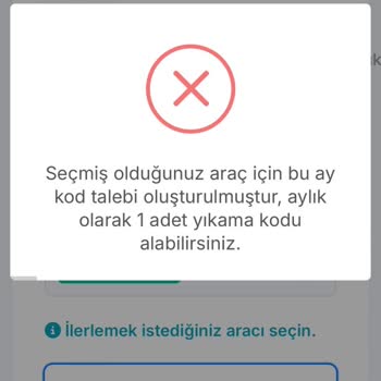 Araç Yıkama Hizmeti İçin Kod Bekleme Sorunu