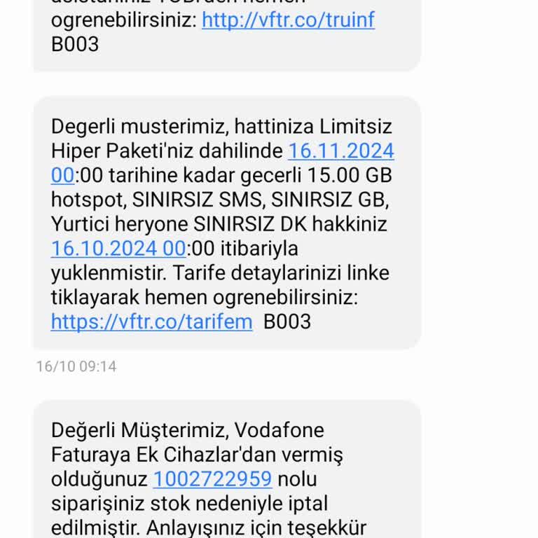 Vodafone'dan İade Edilmeyen Ödeme