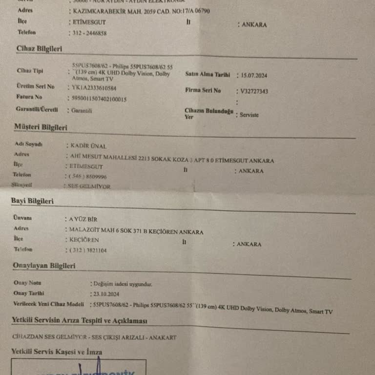 A101'den Alınan Philips TV'nin Değişim Süreci Sorunu