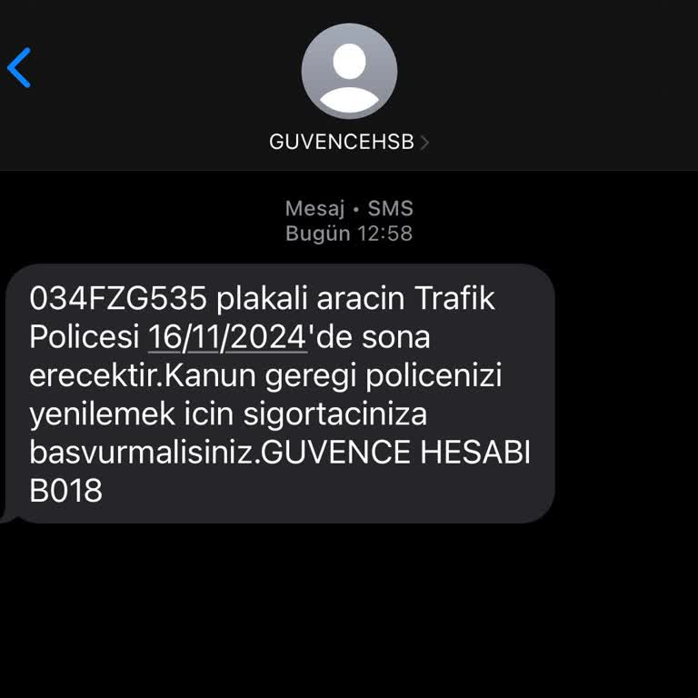 Adıma Kayıtlı Olmayan Araç İçin Gelen Mesaj Sorunu