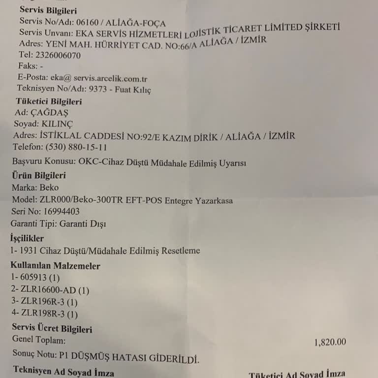 Beko Yetkili Servisinde Yaşanan Sorunlar Ve İş Kaybı