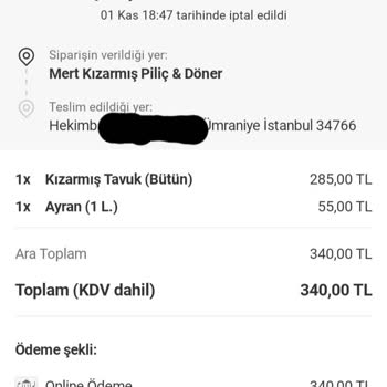 Teslimat Bölgesi Hatası: Sipariş İptali Ve Ödeme Sorunu