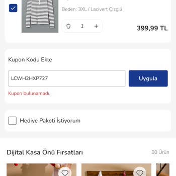 LCW Yanlış Ürün Ve Geçersiz Kupon Sorunu