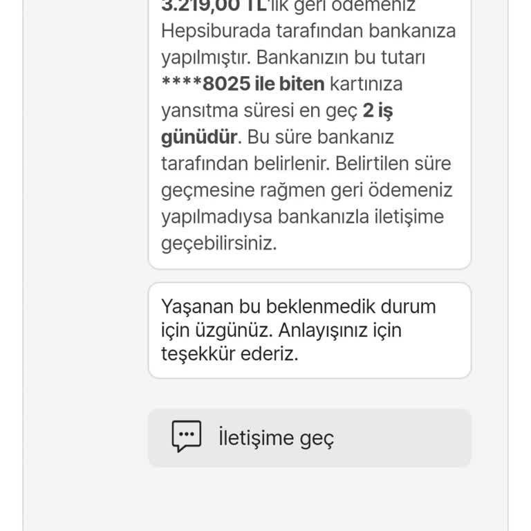 Hatalı Fiyatlandırma Sebebiyle İptal Edilen Sipariş
