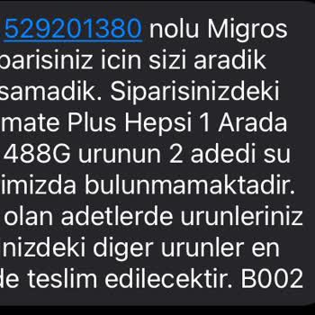 Migros Hemen Siparişimde İlgisizlik Ve Ürün Sorunları