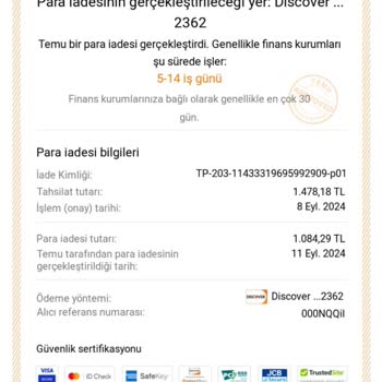 İade Edilmeyen Para Ve İlgisiz Müşteri Hizmetleri