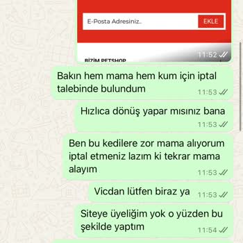 Kedi Maması Ve Kum Siparişimde İletişim Ve İptal Sorunları