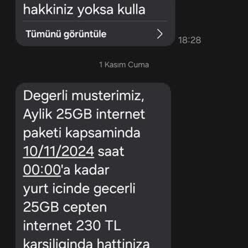 Yanlış Tanımlanan İnternet Paketi Süresi