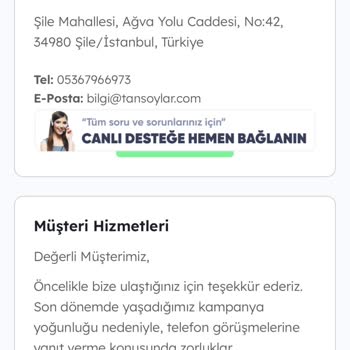 Çay Siparişim Gelmedi Tansoylar.com Mağduriyeti