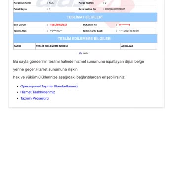 Yanlış Teslimat Ve Kargo Gecikmesi Sorunu