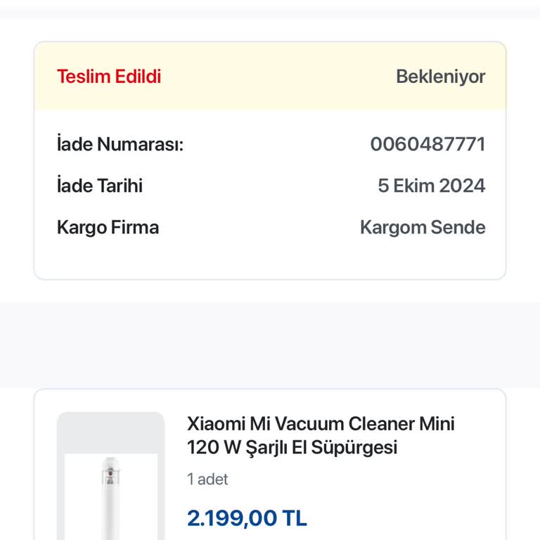 D&R'dan Alınan Süpürgenin İade Sorunu