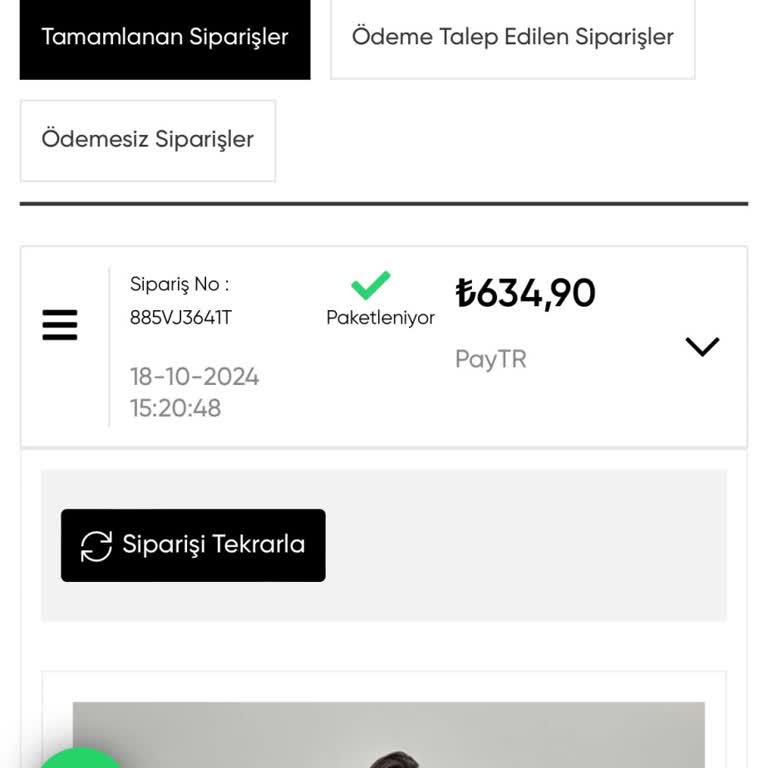 Siparişin Paketlenme Sürecinde Yaşanan Sorun