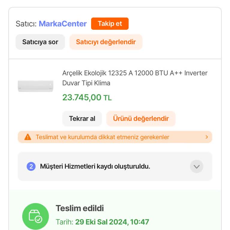 Hepsiburada'dan Aldığım Klima Teslim Edilmedi Ve Mağduriyet Yaşadım