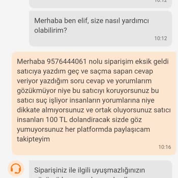 Eksik Ürün Ve İlgisiz Müşteri Hizmetleri
