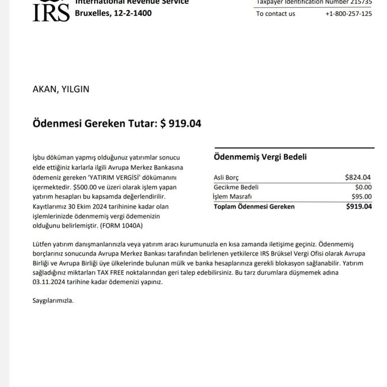 Vergi Bilgilendirmesi Olmadan Yatırılan Para Sorunu