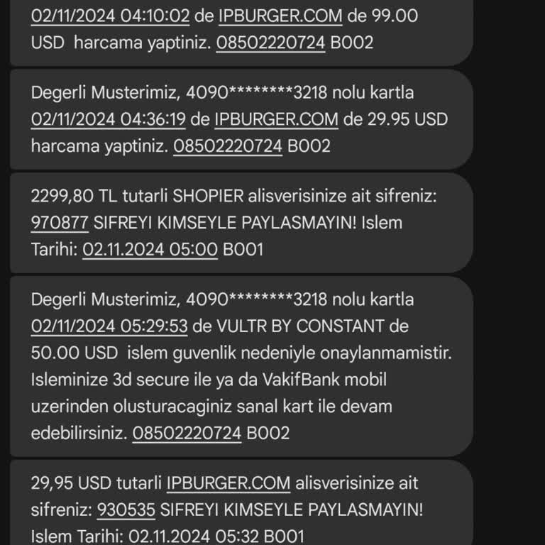 VakıfBank Kredi Kartımda İzinsiz İşlemler