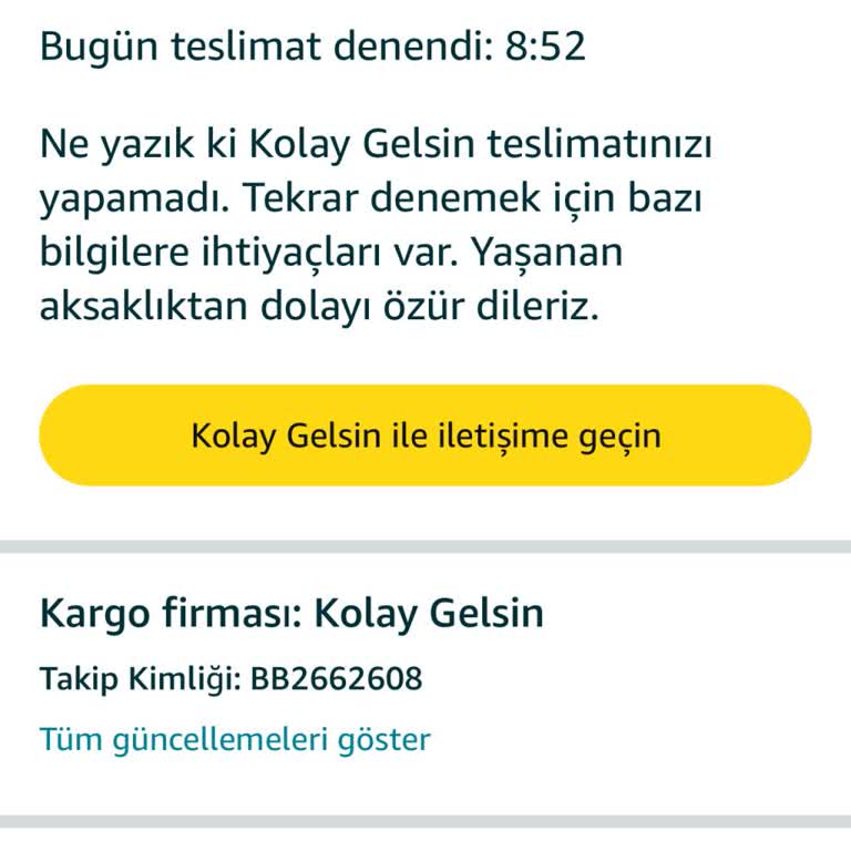 Teslimat Sorunu Ve İletişim Eksikliği