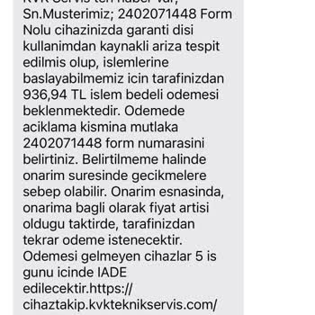 KVK Servisinde Garanti Kapsamındaki Ürüne Ekstra Ücret Talebi