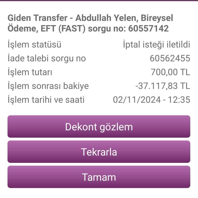 Yanlış Havale İade Sorunu