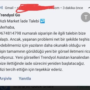 Trendyol Market Siparişimde Eksik Ürün Ve İade Sorunu
